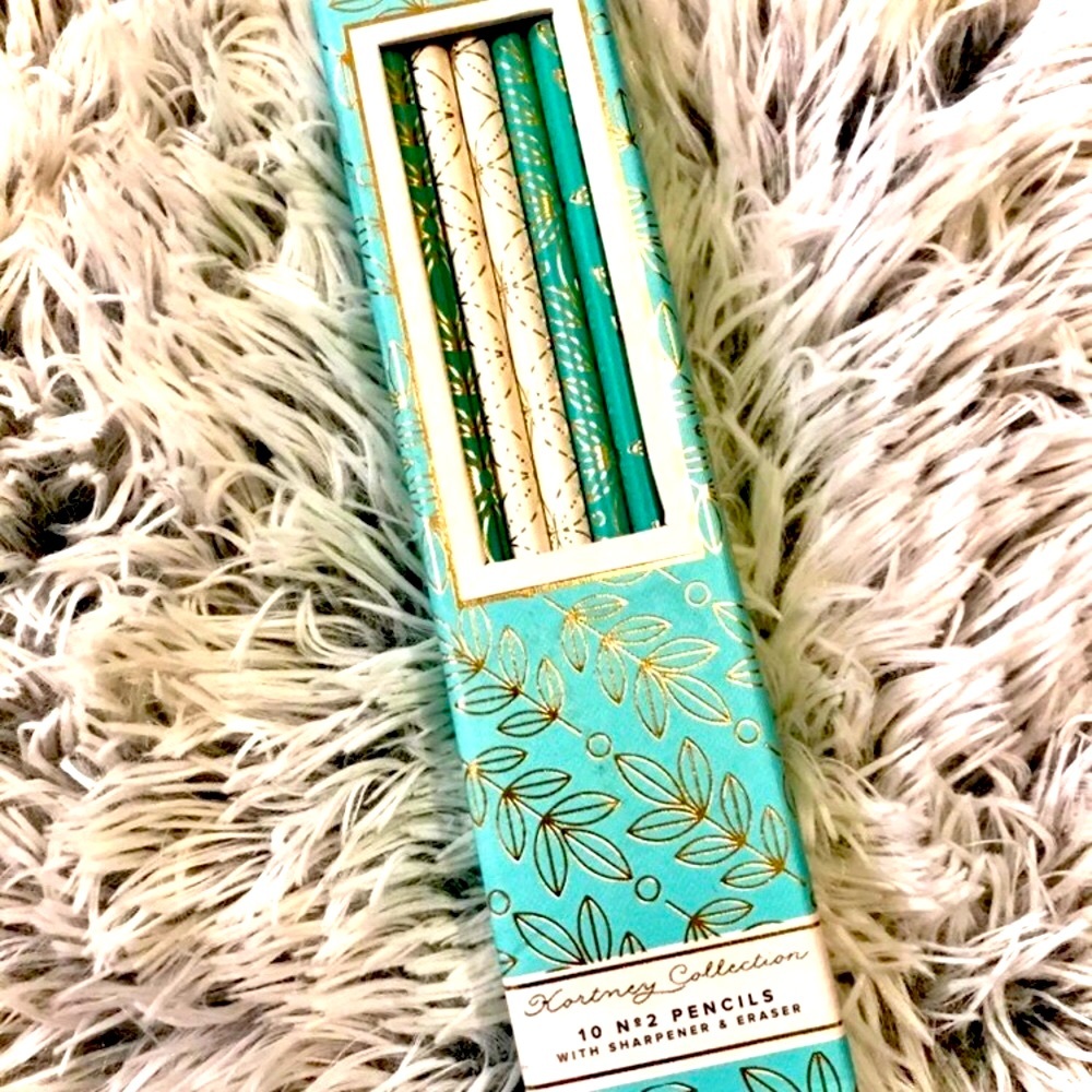 NIB Bookjigs Aqua & Gold No. 2 Pencils